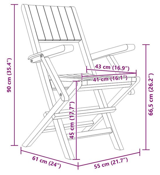 Skládací židle 8 ks 55x61x90 cm masivní teak 3155063