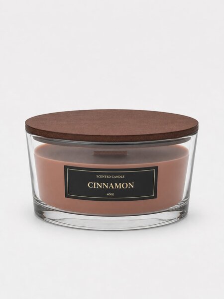 Sinsay - Vonná svíčka s dřevěným knotem Cinnamon - béžová