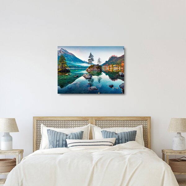 Skleněný obraz - Jezero Hintersee, Bavorské Alpy, Rakousko (70x50 cm)