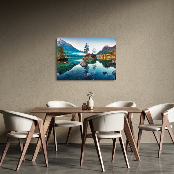 Skleněný obraz - Jezero Hintersee, Bavorské Alpy, Rakousko (70x50 cm)