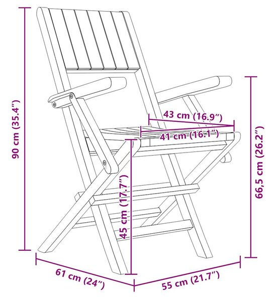 Skládací židle 6 ks 55x61x90 cm masivní teak 3155062