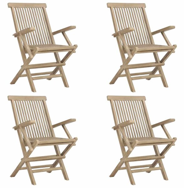 Skládací židle 4 ks, šedé, 56x61x89 cm, masivní teak 3155070