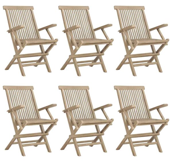 Skládací židle 6 ks, šedé, 56x61x89 cm, masivní teak 3155071