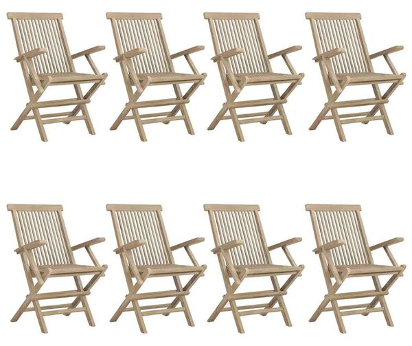 Skládací židle 8 ks, šedé, 56x61x89 cm, masivní teak 3155072