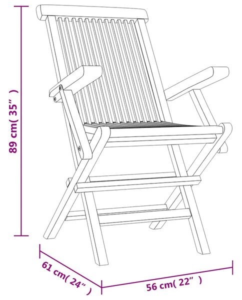 Skládací židle 8 ks, šedé, 56x61x89 cm, masivní teak 3155072