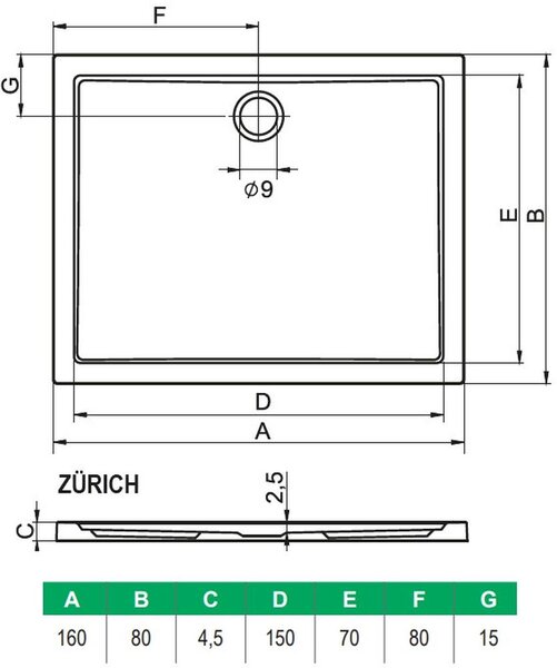 Riho Zurich obdélníková sprchová vanička 160x80 cm bílá D001019005