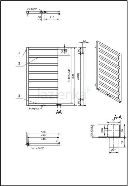 Luxrad Atria koupelnový radiátor designově 87x50 cm bílá ATR87050009003ZDC