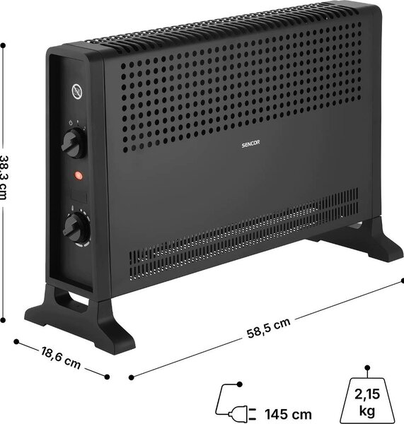 Konvektorový radiátor Sencor 2000 W černý
