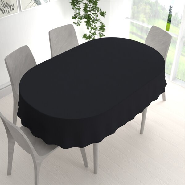 Biante Oválný bavlněný saténový ubrus ST-006 Černý 100x140 cm