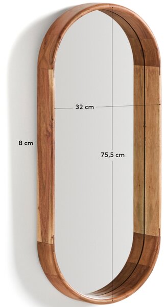 Kave Home Dřevěné závěsné zrcadlo Berale 76 x 33 cm