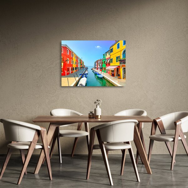 Skleněný obraz - Ostrov Burano, Benátky, Itálie (70x50 cm)