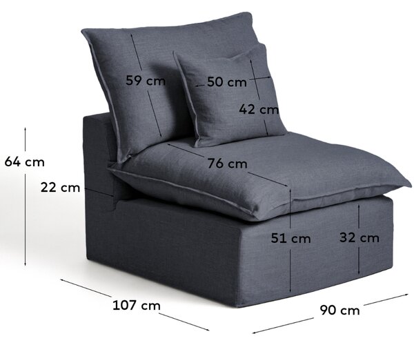 Kave Home Tmavě šedé křeslo Anarela 90 cm s odnímatelným potahem