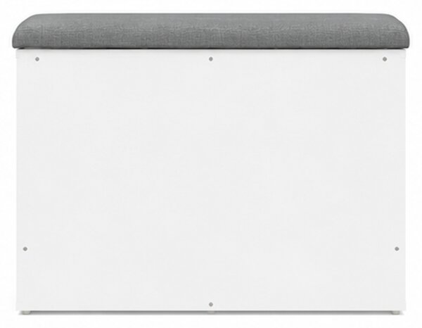 Skříňka na boty, botník s polstrováním, lavice, sedací, police, dřevo/látka, 52x84x32 cm, bílá/šedá, Dekorino BS20260018