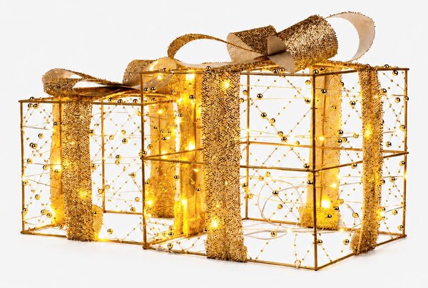 Sinsay - Vánoční LED dekorace ve tvaru dárků 2 pack - zlatá
