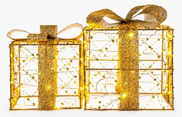 Sinsay - Vánoční LED dekorace ve tvaru dárků 2 pack - zlatá
