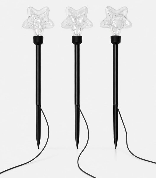 Sinsay - Sada zapichovacích LED zahradních světel s motivem hvězdičky 3 pack - černá