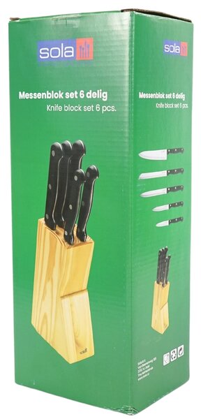 Sada nožů SOLA KNIFE v dřevěném bloku, 6 ks