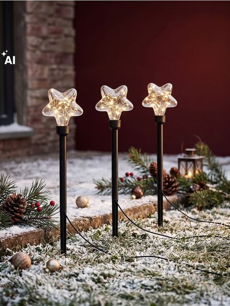 Sinsay - Sada zapichovacích LED zahradních světel s motivem hvězdičky 3 pack - černá