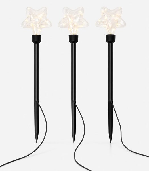Sinsay - Sada zapichovacích LED zahradních světel s motivem hvězdičky 3 pack - černá