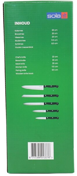Sada nožů SOLA KNIFE v dřevěném bloku, 6 ks