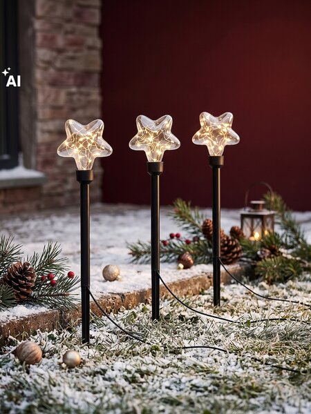 Sinsay - Sada zapichovacích LED zahradních světel s motivem hvězdičky 3 pack - černá