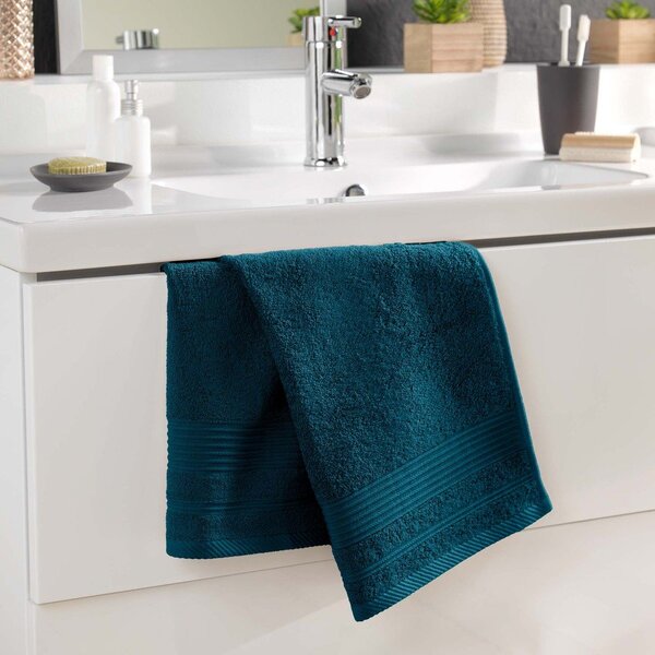Tmavě modrý froté bavlněný ručník 50x90 cm Tendresse – douceur d'intérieur