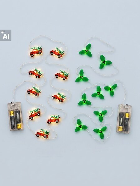 Sinsay - Sada LED světýlek na vánoční stromek s motivem autíček a cesmíny 2 pack - červená