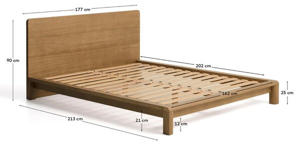Kave Home Dubová dvoulůžková postel Arelida 160 x 200 cm