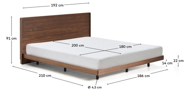 Hnědá dvoulůžková postel z březového dřeva s roštem 180x200 cm Norlen – Kave Home