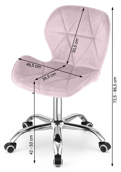Pudrově růžové kancelářské křeslo AVOLA VELVET