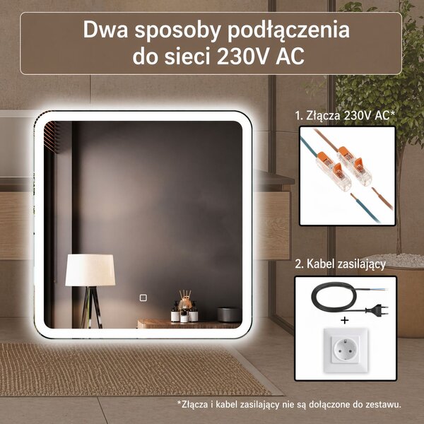 Venti Prima zrcadlo 60x60 cm čtvercový s osvětlením 5905951180236