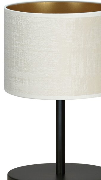 Stolní lampa HILDE LN1 – černá, bílé textilní stínidlo, 1× E27, šířka 18 cm