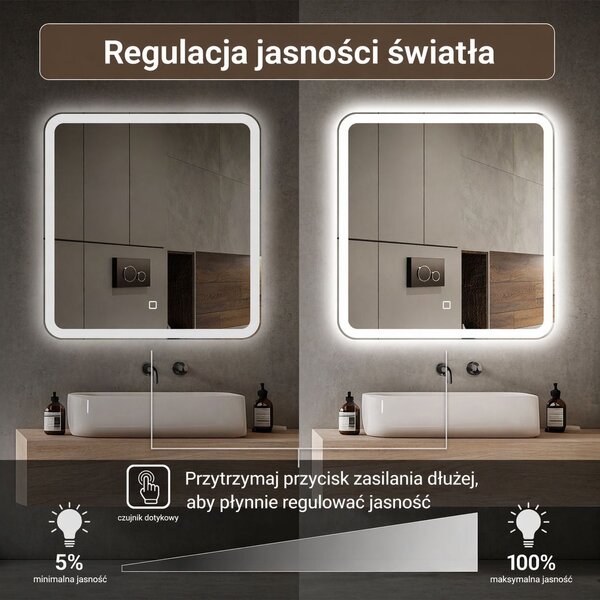 Venti Prima zrcadlo 60x60 cm čtvercový s osvětlením 5905951180236