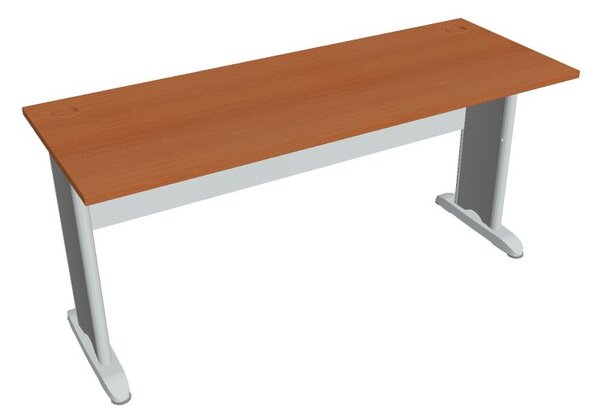 Stůl pracovní rovný 160 cm hl. 60 cm - Hobis Cross CE 1600 Dekor stolové desky: třešeň, Dekor lamino podnože: šedá, Barva nohou: Stříbrná