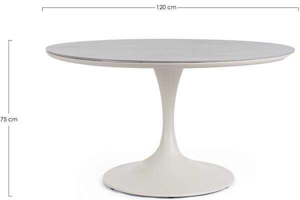 -25 % Dny MOMENTI– Bizzotto Krémový zahradní stůl Arnold Ø 120 cm s keramickou deskou