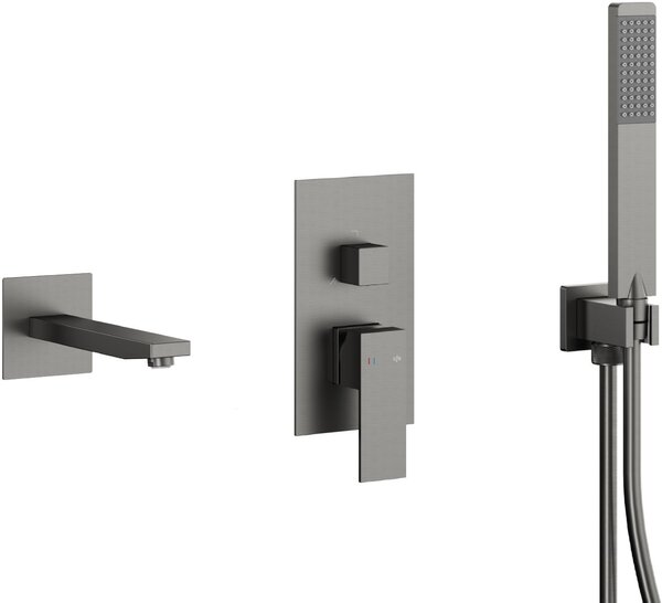 KFA Armatura Logon Gun Metal Grey vanová sada se sprchou pod omítku grafitová 5139-401-61