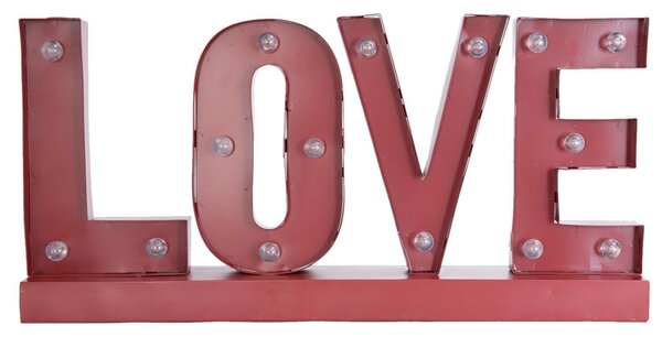 Kovová LED svítící dekorace LOVE - 60*8*30 cm / 2x AA - Clayre & Eef