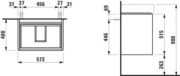 Laufen Base 2.0 skříňka 57x40x51.5 cm pod umyvadlo závěsná dub H4113721082671
