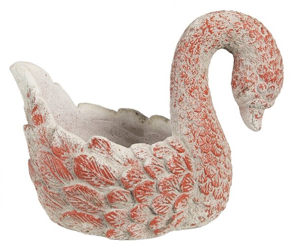 Oranžovo-bílý obal na květináč labuť Zwaan – 19x11x15 cm