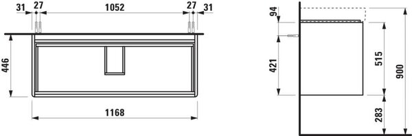 Laufen Base 2.0 skříňka 117x44.5x51.5 cm pod umyvadlo závěsná bílá H4113221082601