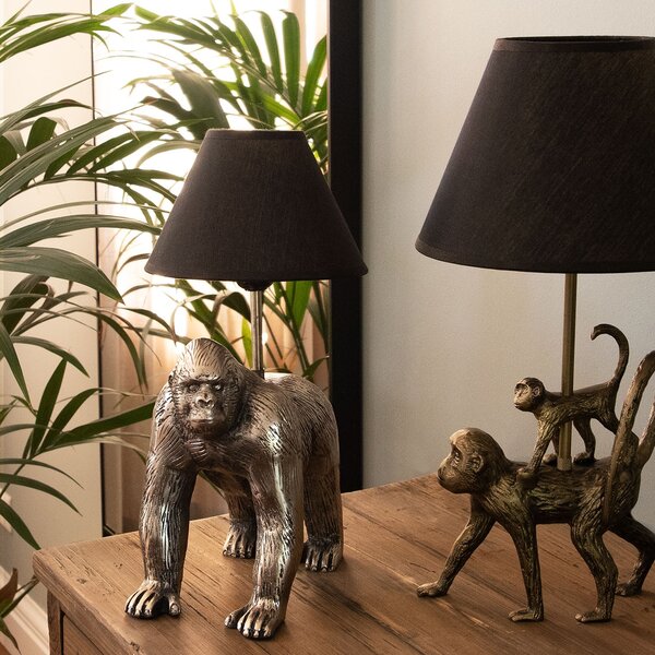 Zlatá stolní lampa v designu opic Les Animaux - 20*7*36 cm - Clayre & Eef