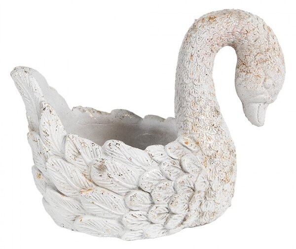 Bílý obal na květináč labuť Zwaan – 19x11x15 cm