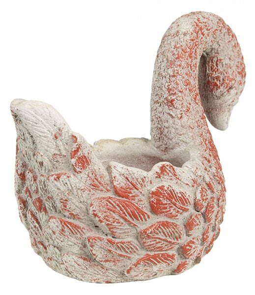 Oranžovo-bílý obal na květináč labuť Zwaan – 19x11x15 cm