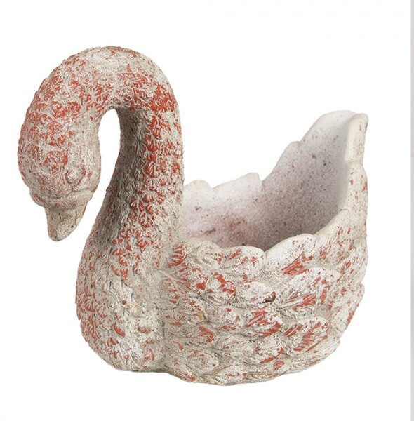 Oranžovo-bílý obal na květináč labuť Zwaan – 19x11x15 cm