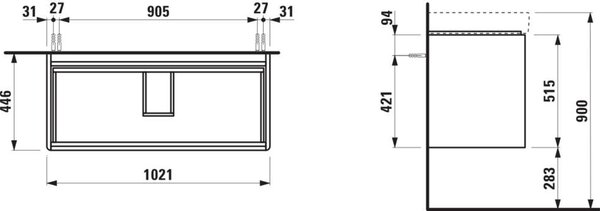 Laufen Base 2.0 skříňka 102x44.5x51.5 cm pod umyvadlo závěsná dub H4113121082671