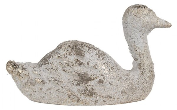 Kameninová dekorace šedobílá kachna Gretje – 15x5x9 cm