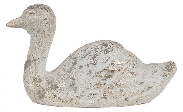 Kameninová dekorace šedobílá kachna Gretje – 15x5x9 cm