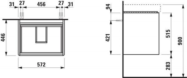 Laufen Base 2.0 skříňka 57x44.5x51.5 cm pod umyvadlo závěsná bílá H4112721082601