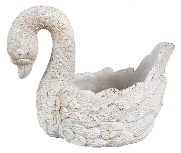 Bílý obal na květináč labuť Zwaan – 19x11x15 cm