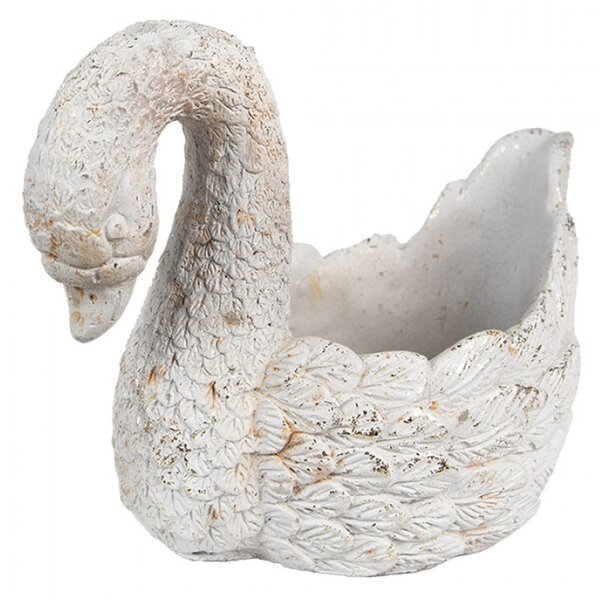 Bílý obal na květináč labuť Zwaan – 19x11x15 cm